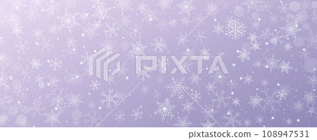 Christmas snowy background. Cold pink winter sky. Vector ice blizzard on gradient texture with flakes. Festive new year theme for season sale wallpaper. 108947531