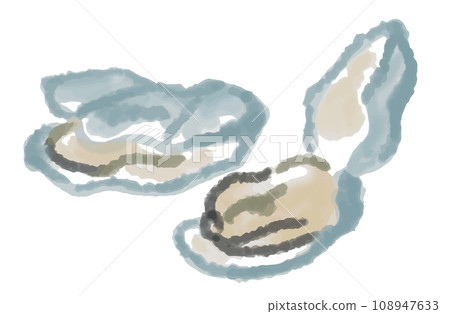 牡蠣水彩手繪插圖 108947633