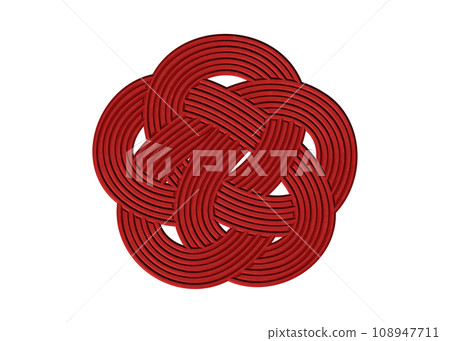 Ume knot red crimson Mizuhiki string 3D illustration icon material 108947711