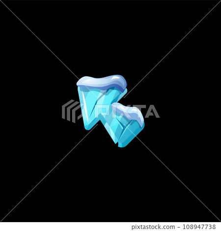 Game arrow direction button or cursor made of ice, realistic vector isolated. Game arrow direction button or cursor made of ice, realistic vector isolated. 108947738