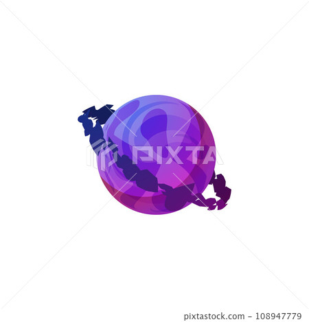 Fantasy purple planet, fantastic space from alien universe vector isolated illustration, cosmic element for game design Fantasy purple planet, fantastic space from alien universe vector isolated illustration, cosmic element for game design 108947779