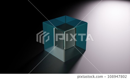 Glass blue cube 108947802