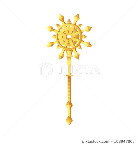 Magic golden staff, cartoon vector illustration isolated on white 108947803