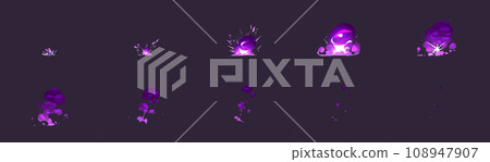 Magic explosion with flash and steam sprite sheet 108947907