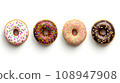 Tasty donuts on white background 108947908
