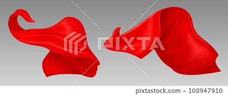 Fly and float in air ribbon of red silk cloth. 108947910