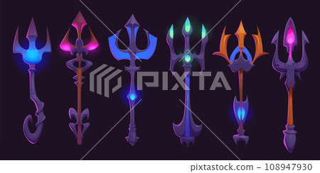Cartoon god trident - vector illustration set Cartoon god trident - vector illustration set 108947930