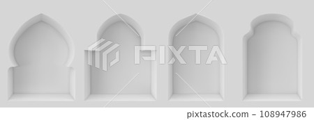 Arab windows set on white background Arab windows set on white background 108947986