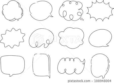 Handwritten style simple speech bubble set decoration black 108948004