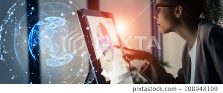 Women working in the office and global networks 108948109