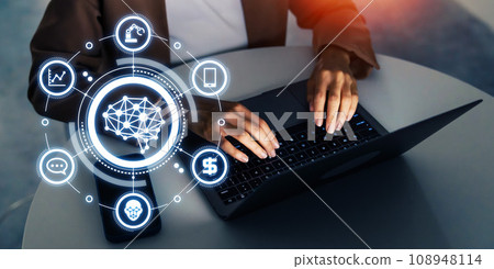 Image of women working in the office and AI/artificial intelligence Image of women working in the office and AI/artificial intelligence 108948114
