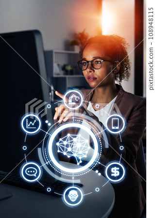 Image of women working in the office and AI/artificial intelligence Image of women working in the office and AI/artificial intelligence 108948115