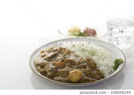 自製咖哩,家庭烹飪的主食(白色背景) 自製咖哩,家庭烹飪的主食(白色背景) 108948240