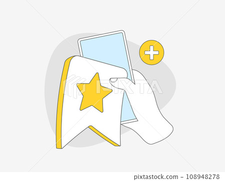 Mobile Phone Browser Bookmark Icon. Easily save and access to favorite websites with bookmark feature. Add to Favorites vector illustration isolated on white background with icons 108948278