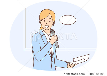 Smiling businesswoman make presentation 108948488
