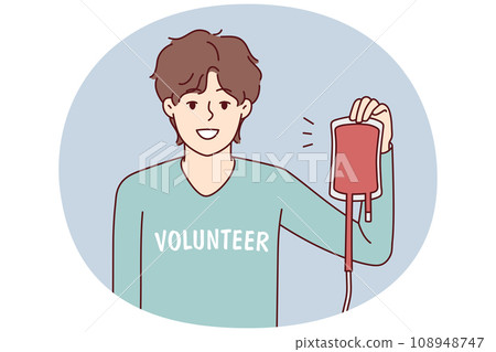 Smiling man volunteer donate blood 108948747