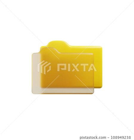 3D folder social icon, yellow documentation button, organize storage symbol for user ui ux interface on app and web page 108949238