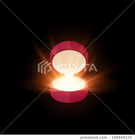 Open empty round glowing jewelry box. Open empty round glowing jewelry box. 108949320