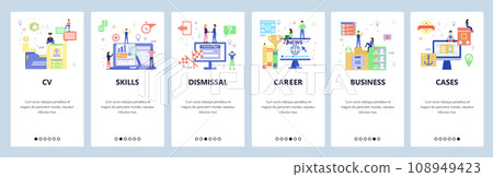 Career website and mobile app onboarding screens vector template Career website and mobile app onboarding screens vector template 108949423