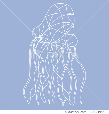 Outline Illustration of Jellyfish in Stained Glass Window Style. Outline Illustration of Jellyfish in Stained Glass Window Style. 108949459