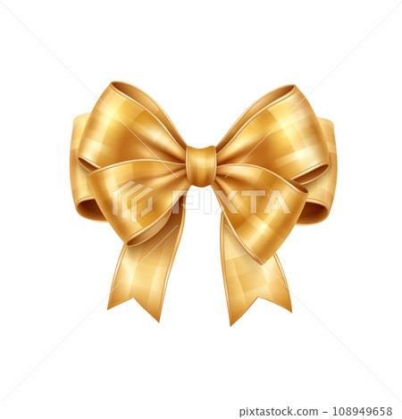 Gold Ribbon Bow on isolated background,Shiny Elegance for Celebrations and Victories.Created with Generative AI technology. 108949658
