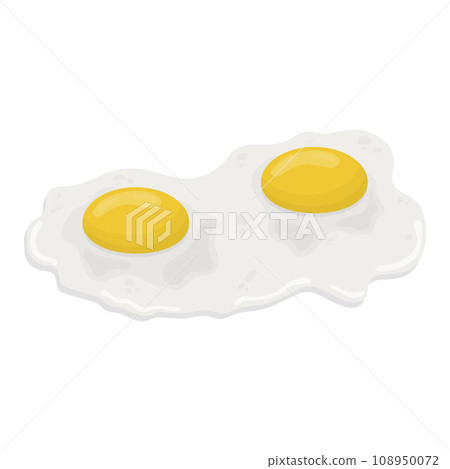 Fried egg with two yolks side view. illustration on a white background 108950072