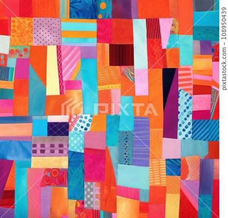 patchwork background, modern, bright colour AI 108950439