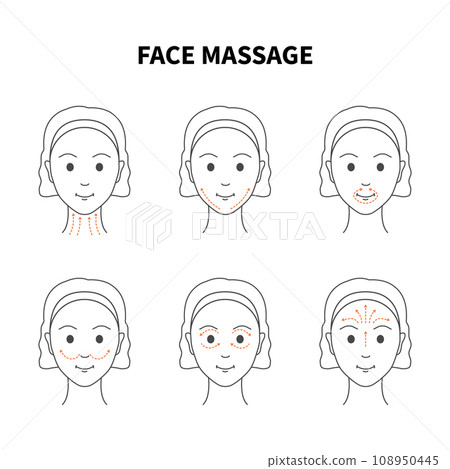 DIY face lifting sculpting massage lines illustration 108950445