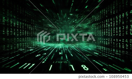 matrix style binary code digital background with falling numbers matrix style binary code digital background with falling numbers 108950453