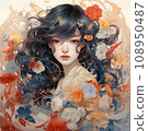 portrait of a girl with flowers korean style 108950487