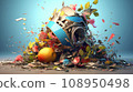 Recycle rubbish trash concept items, isometric illustration AI 108950498