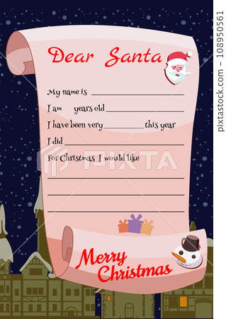 Template Christmas kid letter to Santa Claus 108950561