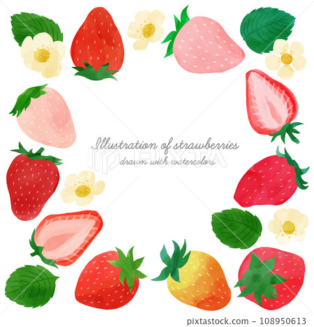 Watercolor strawberry frame (white) Watercolor strawberry frame (white) 108950613