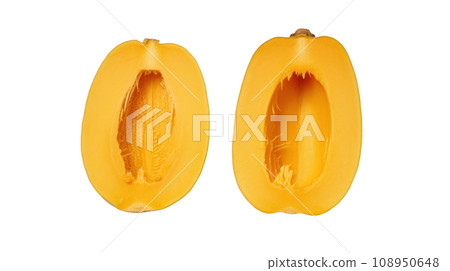 Butternut cut in half on a transparent background Butternut cut in half on a transparent background 108950648