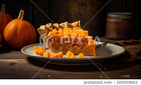 Butternut pie in a plate 108950662