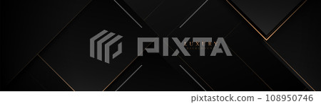 Luxury gold abstract hexagon geometric line on a dark background. Trendy minimal geometry banner. Vector illustration 108950746