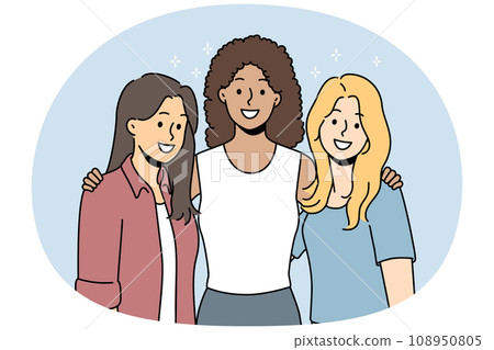 Smiling multiracial women posing together 108950805