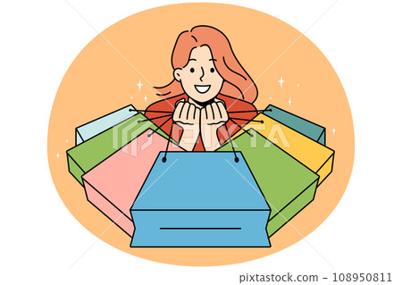 Excited woman happy with shopping bags 108950811
