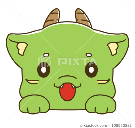 微笑的龍人物臉插畫素材 108950881