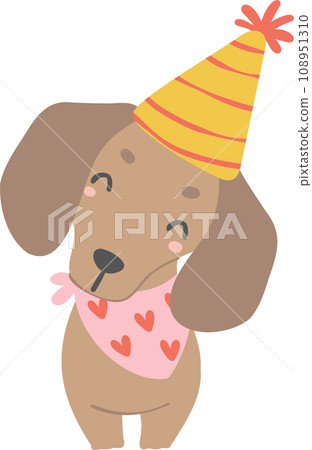 Birthday Dog, Cute Dachshund Sausage Dog with balloons , Festive and Playful Pet in Colorful Party Theme Birthday Dog, Cute Dachshund Sausage Dog with balloons , Festive and Playful Pet in Colorful Party Theme 108951310