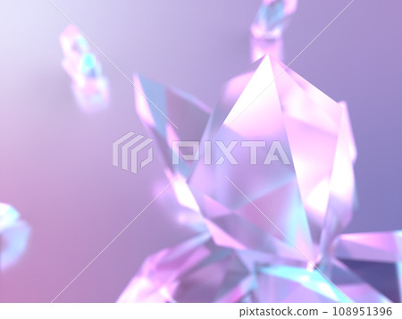 夢幻般的光線照亮的水晶玻璃晶體的 3D 插圖 夢幻般的光線照亮的水晶玻璃晶體的 3D 插圖 108951396