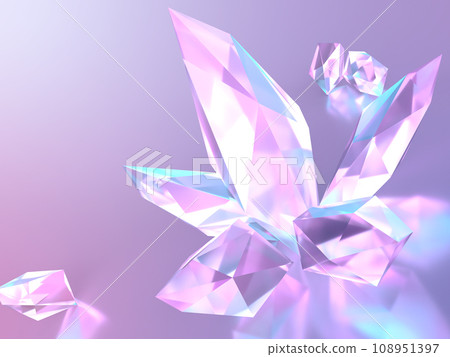 3D illustration of crystal glass crystals illuminated by fantastic light 3D illustration of crystal glass crystals illuminated by fantastic light 108951397