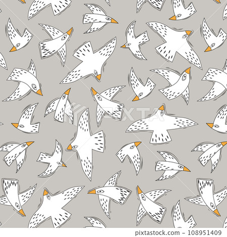 Seamless pattern with flying birds vector 108951409