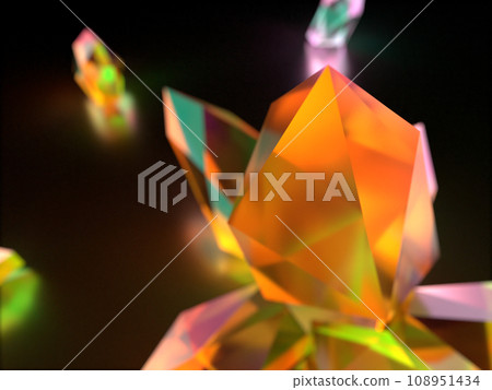 3D illustration of crystal glass crystals illuminated by fantastic light 3D illustration of crystal glass crystals illuminated by fantastic light 108951434