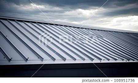 A metal sheet roof and sky A metal sheet roof and sky 108951736