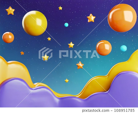 Night sky background with dancing stars and clouds. CG style. AI generated image. 108951785