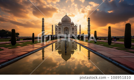 Taj Mahal India at sunset time Taj Mahal India at sunset time 108951810