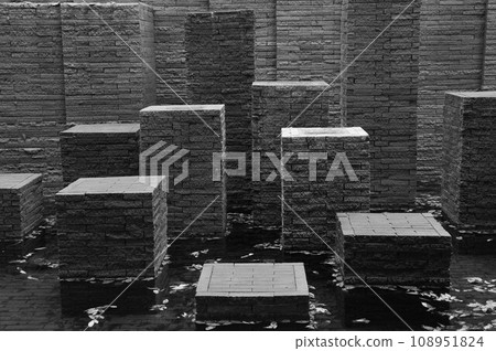 Piled brick modern art monochrome 108951824