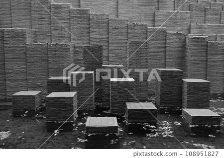 Piled brick modern art monochrome 5 108951827