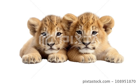 two kid lions on the transparent background 108951870